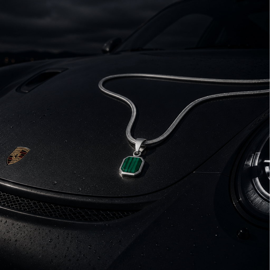 Silver Emerald Stone Necklace