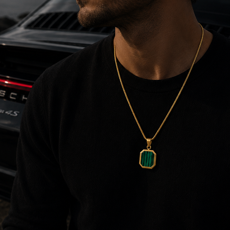 Gold Emerald Stone Necklace