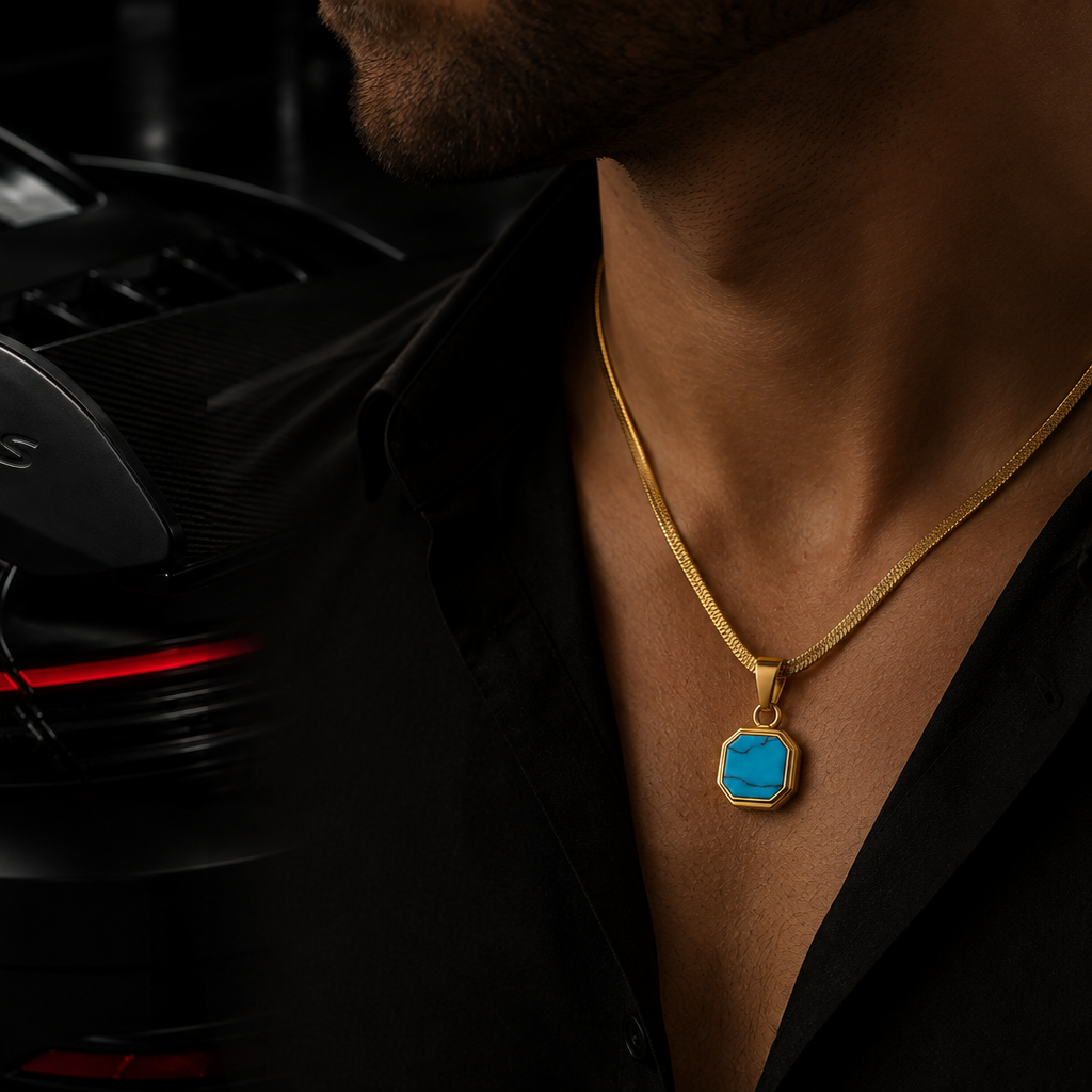 Gold Turquoise Stone Necklace