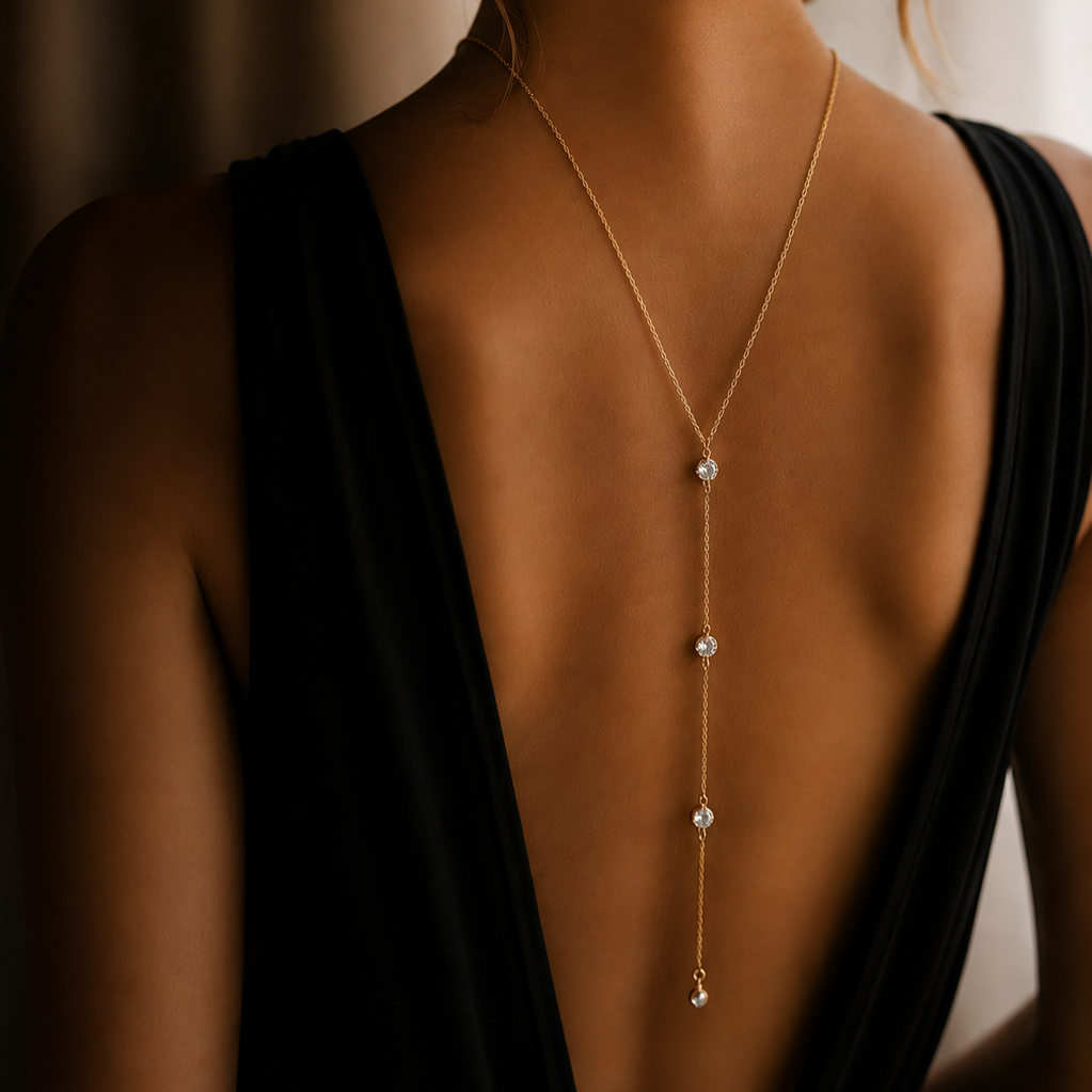 Rhinestone Back Chain Necklace